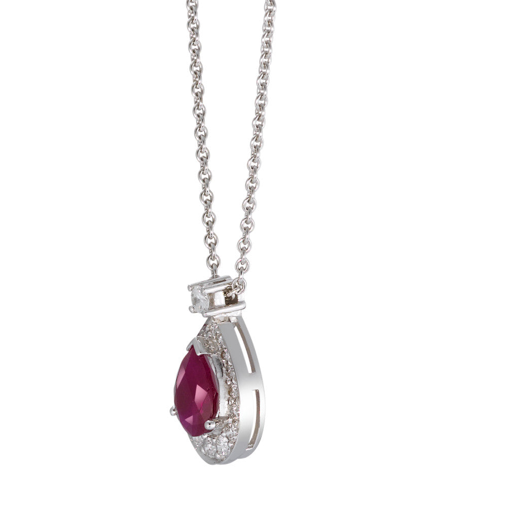 Collier 750/18 K Weissgold Rubin p1, Diamant 0.21 ct, 18 Steine, w-si 42 cm