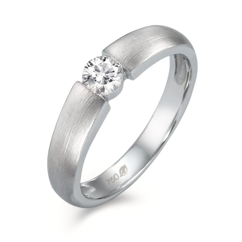 Solitaire ring 750/18K witgoud Diamant wit, 0.20 ct, w-si Ø3.8 mm