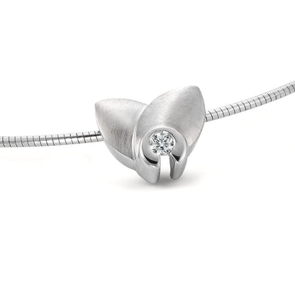 Pendentif Or blanc 18K Diamant 0.12 ct, w-si