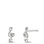 Oorknoppen Zilver Zirkonia Gerhodineerd Sleutel
