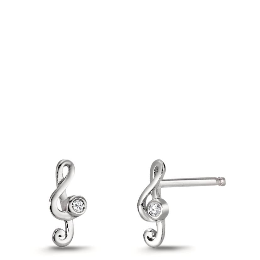 Oorknoppen Zilver Zirkonia Gerhodineerd Sleutel