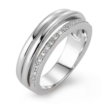 Ring 750/18K witgoud Diamant 0.08 ct, 19 Steen, w-si