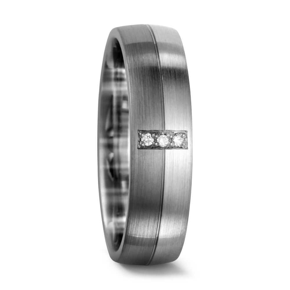 Partnerring 375/9K witgoud, 500 Palladium Diamant 0.03 ct, 3 Steen, tw-si