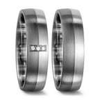 Partnerring 375/9K witgoud, 500 Palladium Diamant 0.03 ct, 3 Steen, tw-si
