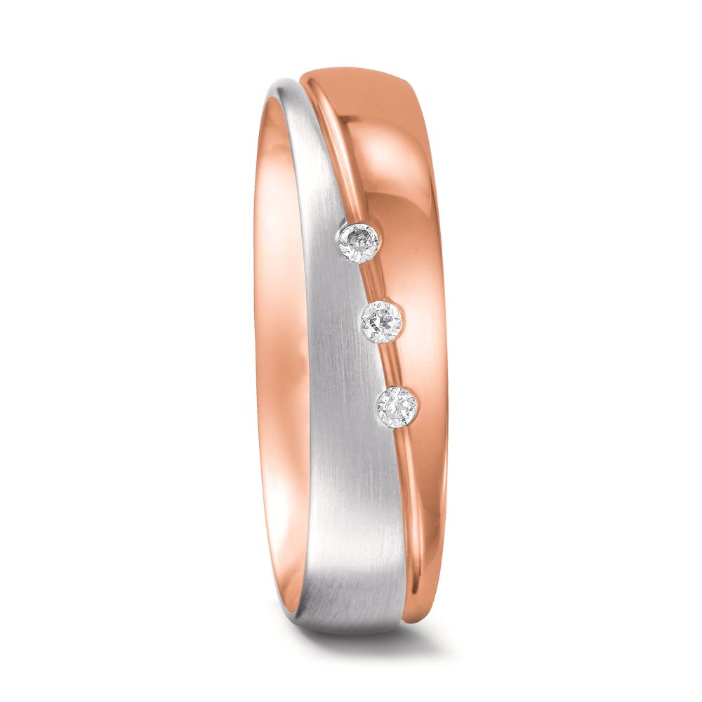 Partnerring 750/18K rood goud, 750/18K witgoud Diamant 0.045 ct, 3 Steen, tw-vsi