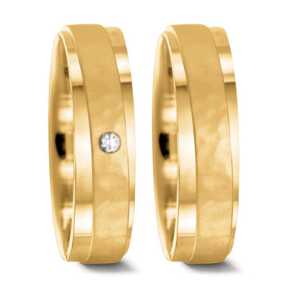 Partnerring 750/18K geel goud Diamant 0.037 ct, w-si