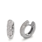 Scharnier oorringen creolen 750/18K witgoud Diamant 0.30 ct, 60 Steen, w-si