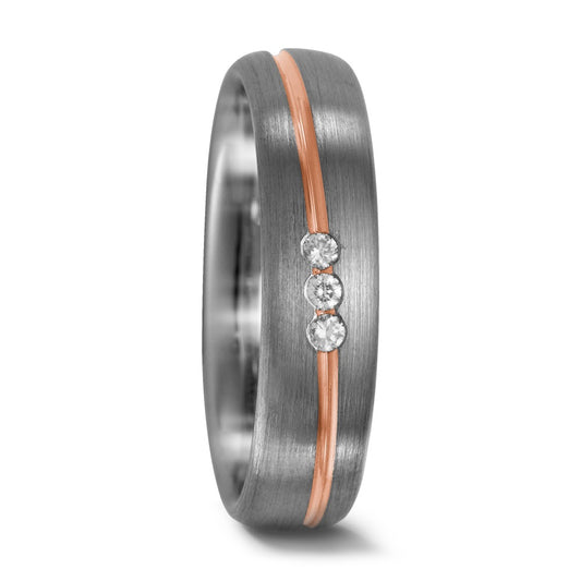 Partnerring 500 Palladium, 750/18K rood goud Diamant 0.045 ct, 3 Steen, w-si