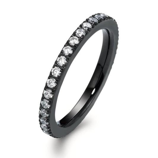 Aanschuifring Roestvrijstaal Zirkonia wit IP-gecoat