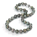 Collier Or blanc 18K perle de Tahiti 9-10 mm 45 cm