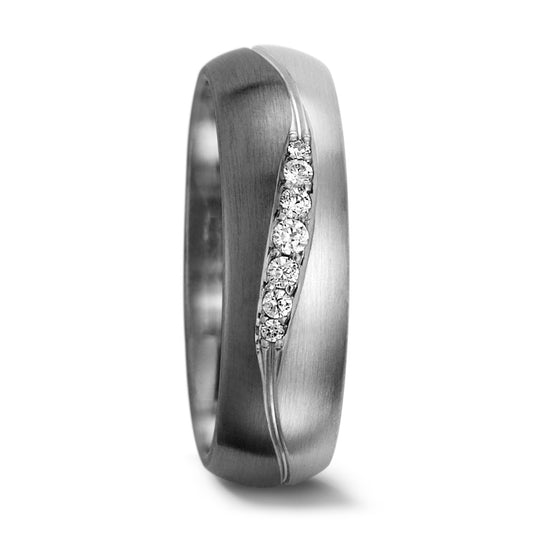 Partnerring 500 Palladium, 375/9K witgoud Diamant 0.08 ct, 7 Steen, tw-vsi