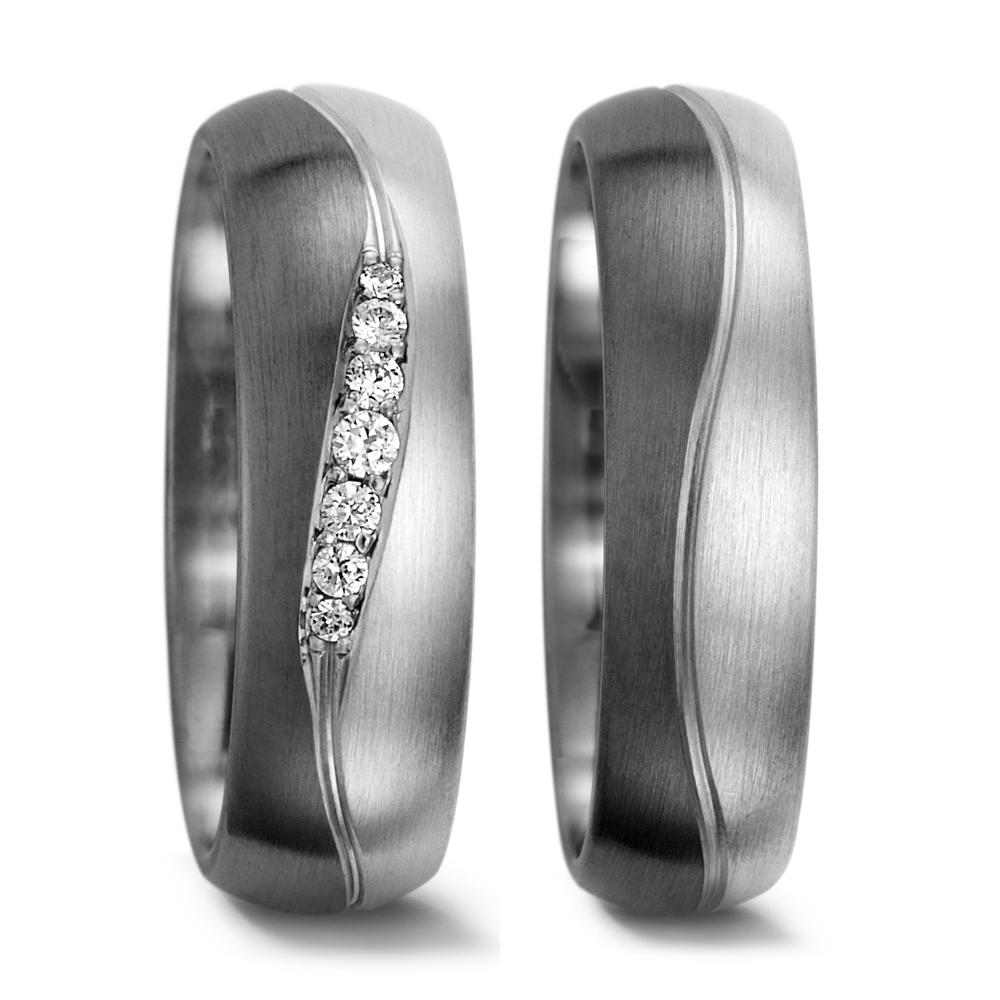 Partnerring 500 Palladium, 375/9K witgoud Diamant 0.08 ct, 7 Steen, tw-vsi