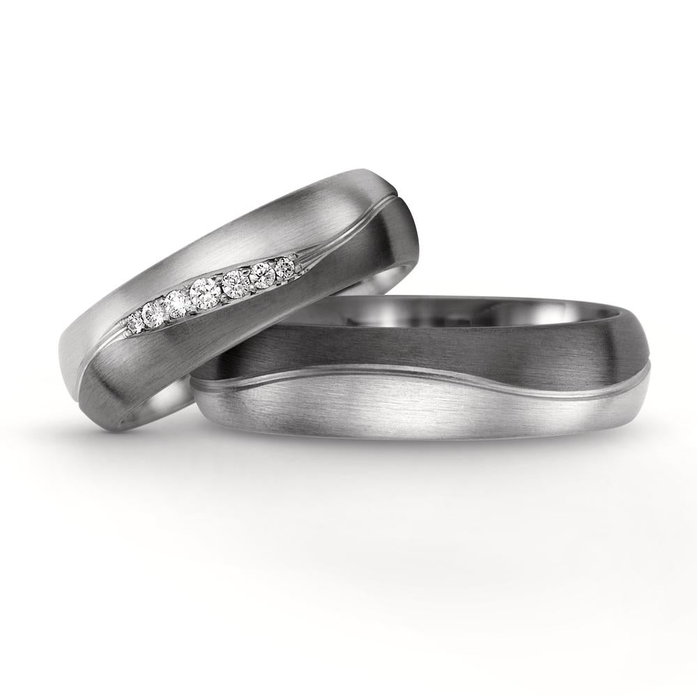 Partnerring 500 Palladium, 375/9K witgoud Diamant 0.08 ct, 7 Steen, tw-vsi