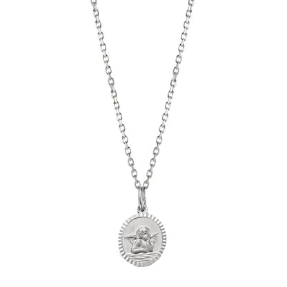 Halskette mit Anhänger Silber rhodiniert Schutzengel 36-38 cm verstellbar