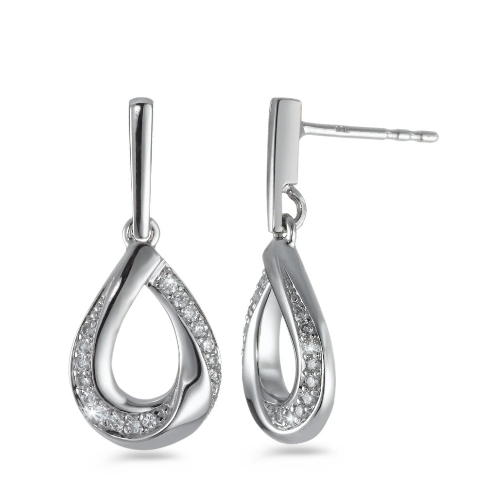 Pendant d'oreilles Or blanc 18K Diamant blanc, 0.16 ct, 34 Pierres, brillant, w-si