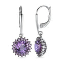 Oorbellen 750/18K witgoud Amethist paars, 38 Steen