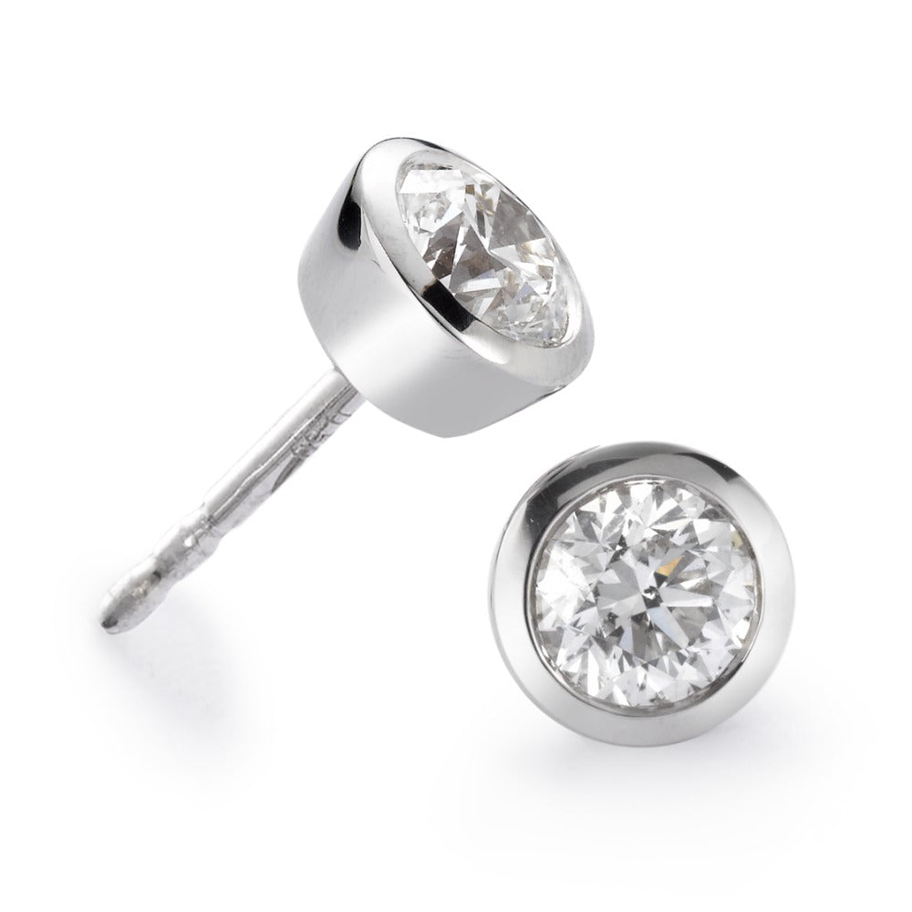 Ohrstecker 750/18 K Weissgold Diamant weiss, 0.50 ct, 2 Steine, Brillantschliff, w-si Ø5.5 mm