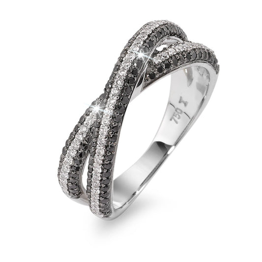 Ring 750/18K witgoud Diamant zwart, 0.23 ct, 173 Steen, w-si