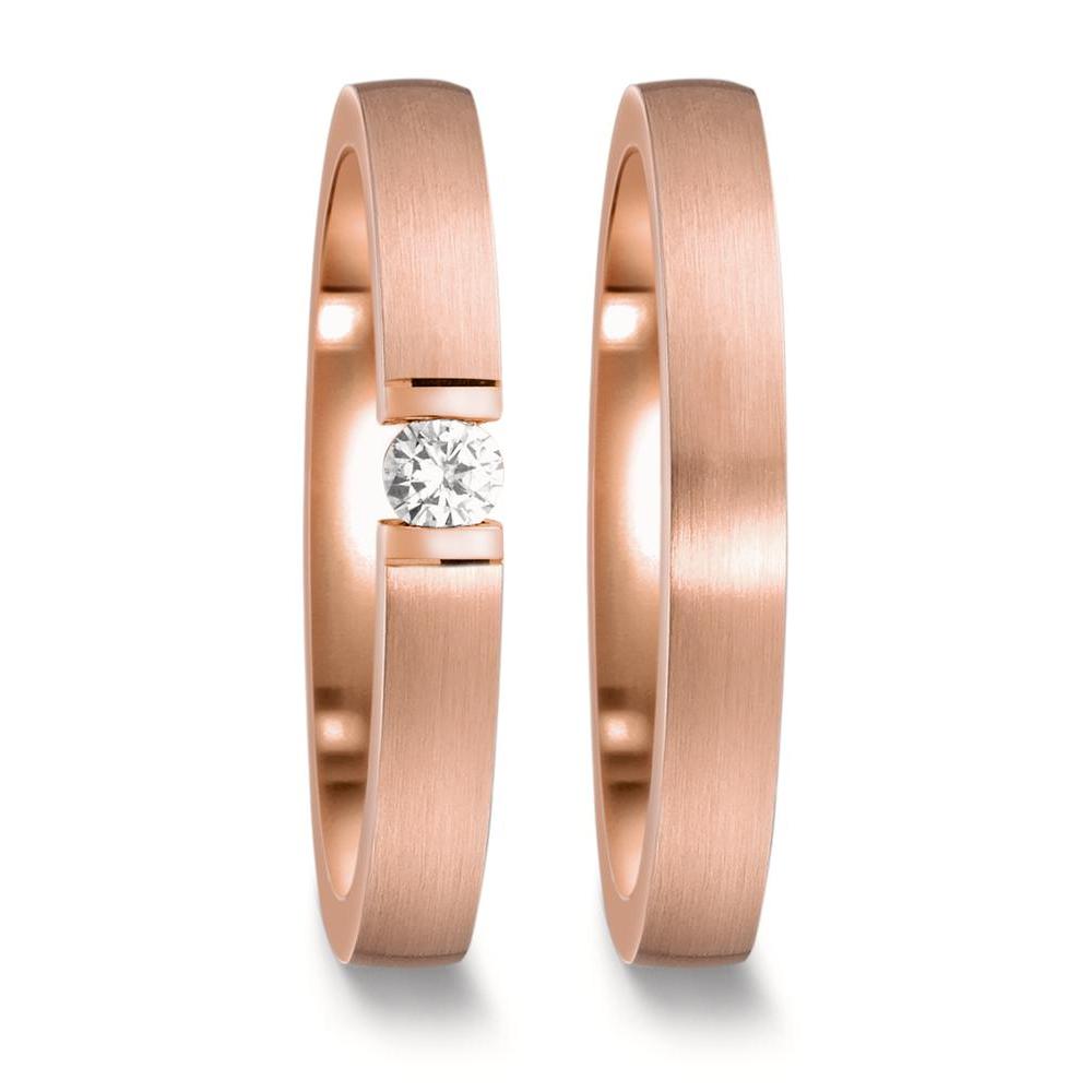 Partnerring 585/14K roségoud Diamant wit, 0.10 ct, w-si