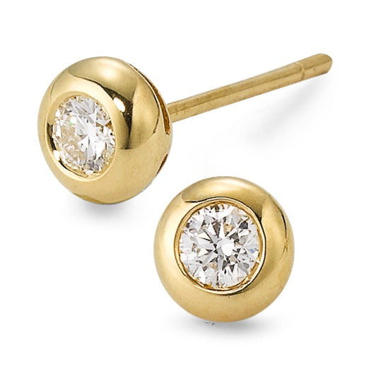 Clous d'oreilles Or jaune 18K Diamant 0.30 ct, 2 Pierres, w-si Ø5.5 mm