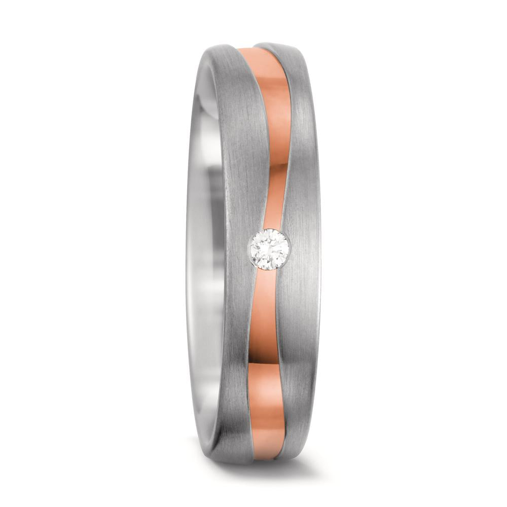 Partnerring 750/18K witgoud, 750/18K rood goud Diamant wit, 0.03 ct, tw-vsi