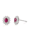 Ohrstecker 750/18 K Weissgold Diamant 0.22 ct, 54 Steine, Brillantschliff, w-si, Rubin 2 Steine