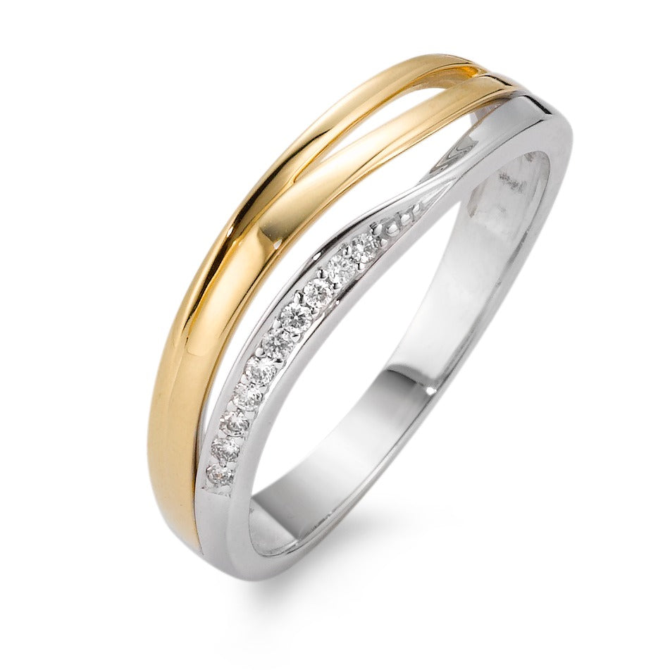 Ring 750/18K witgoud, 750/18K geel goud Diamant wit, 0.05 ct, 10 Steen, [Brillant], w-si