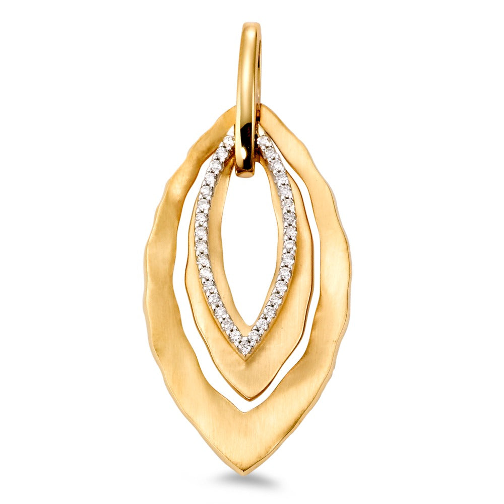 Anhänger 750/18 K Gelbgold, 750/18 K Weissgold Diamant weiss, 0.16 ct, 33 Steine, Brillantschliff, w-si