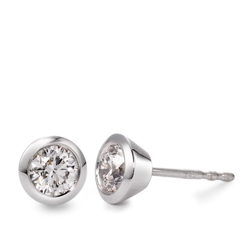 Ohrstecker 750/18 K Weissgold Diamant weiss, 0.50 ct, 2 Steine, Brillantschliff, w-si Ø5.5 mm
