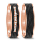 Partnerring 585/14 K Rosegold, Carbon Diamant 0.084 ct, 12 Steine, tw-si