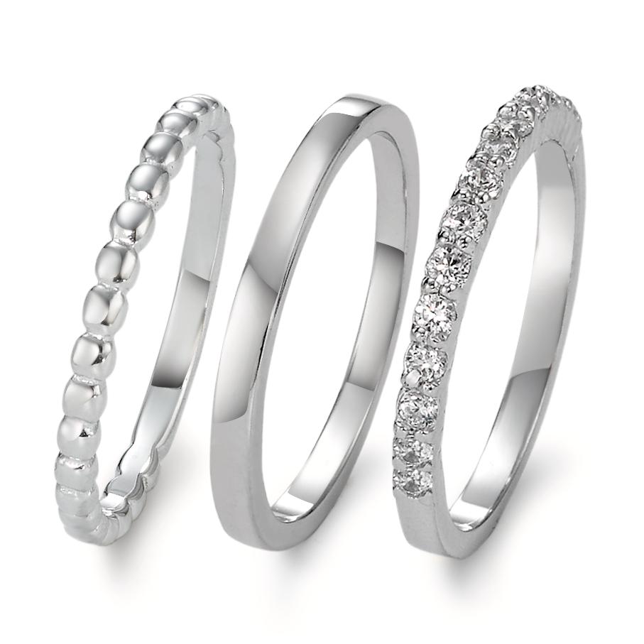 Ring set Zilver Zirkonia Gerhodineerd