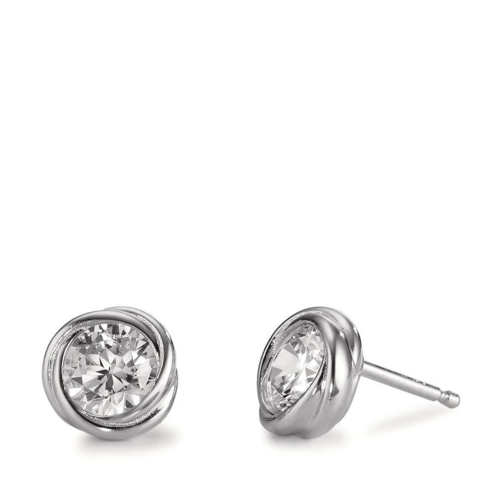 Oorknoppen Zilver Zirkonia Gerhodineerd Ø8 mm