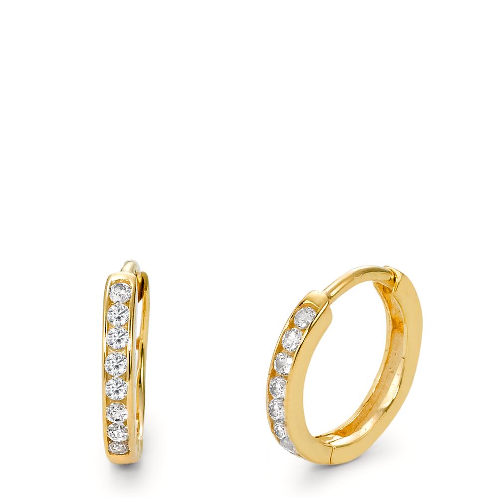 Créoles à charnières Or jaune 9K Zircone