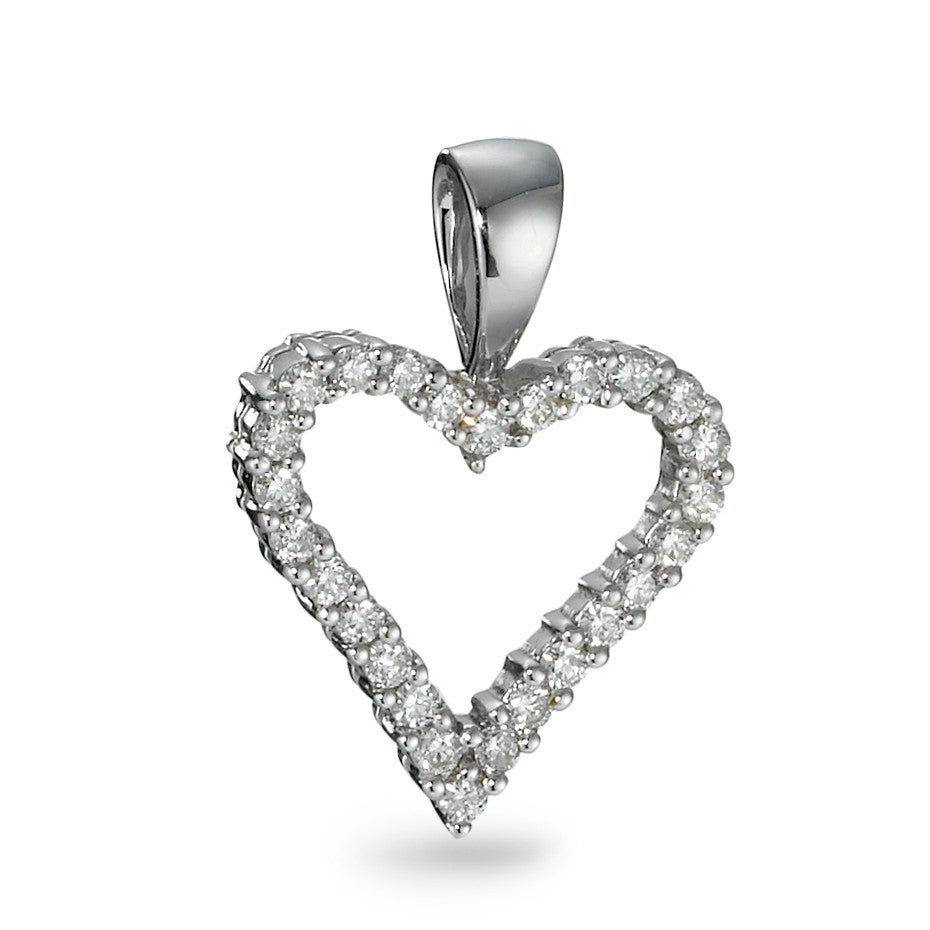 Anhänger 750/18 K Weissgold Diamant 0.31 ct, 26 Steine, w-si Herz Ø14 mm