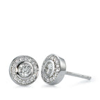 Oorknoppen 750/18K witgoud Diamant 0.39 ct, 34 Steen, w-si Ø7 mm