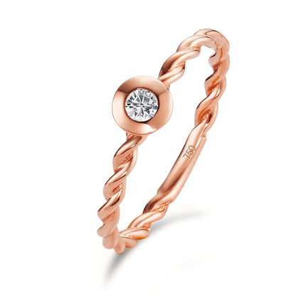 Solitaire ring 750/18K rood goud Diamant 0.07 ct, [Brillant], w-si