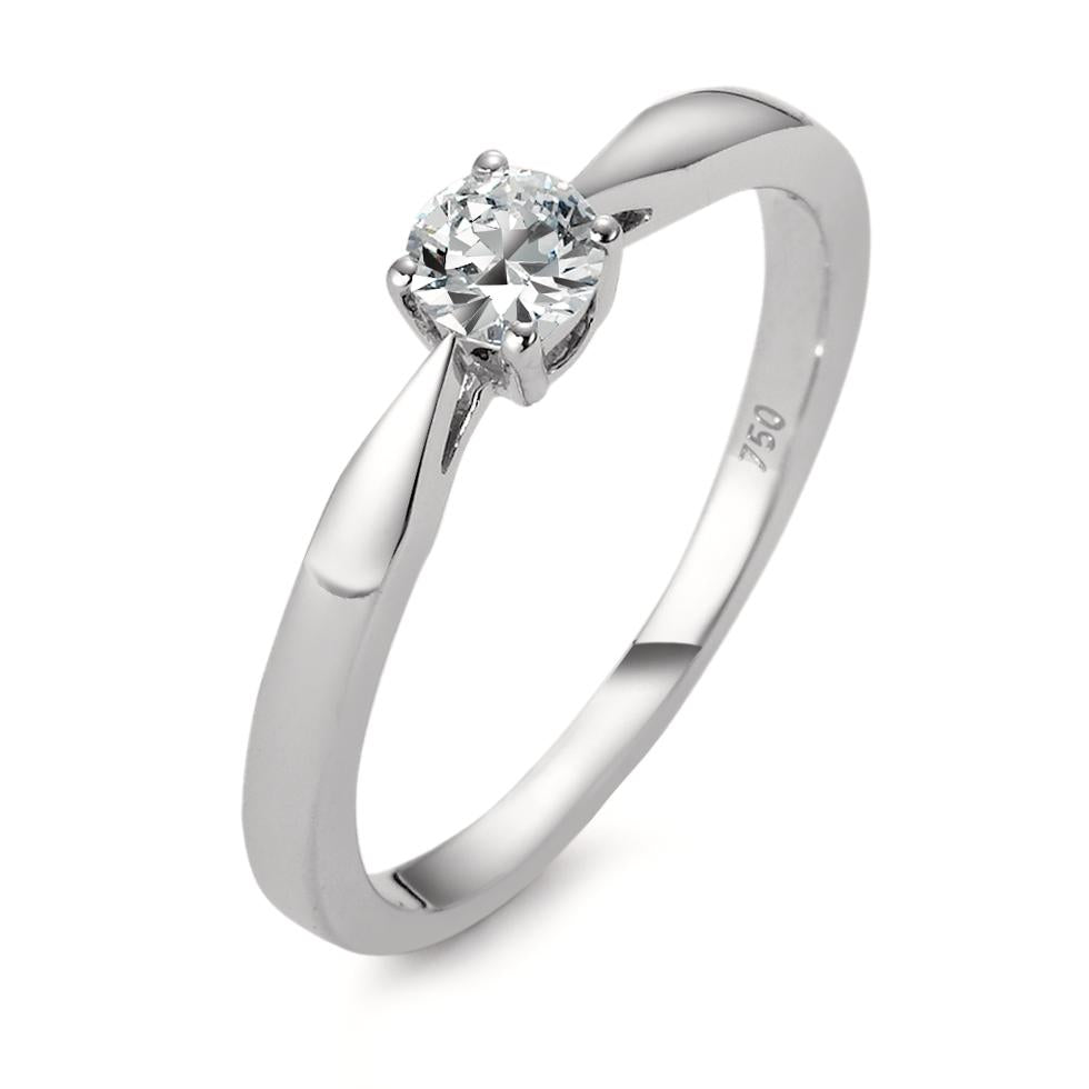 Solitaire ring 750/18K witgoud Diamant wit, 0.20 ct, w-si