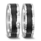 Partnerring 585/14K witgoud, Carbon