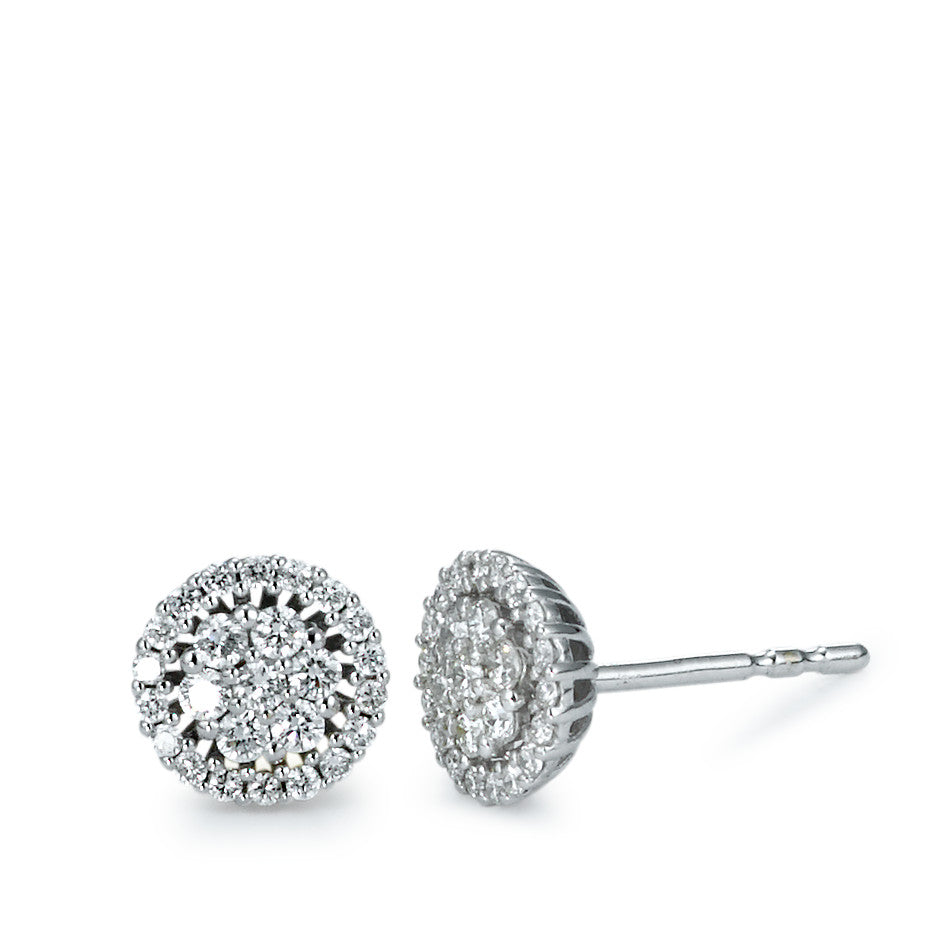 Oorknoppen 750/18K witgoud Diamant 0.35 ct, 50 Steen, [Brillant], w-si Ø7 mm