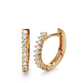 Scharnier oorringen creolen 750/18K rood goud Diamant 0.25 ct, 22 Steen, [Brillant], w-si