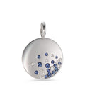 Pendentif Or blanc 18K Saphir 14 Pierres, Diamant 0.10 ct, 10 Pierres, w-si