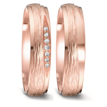 Alliance Or rose 18K Diamant 0.048 ct, 7 Pierres, tw-si