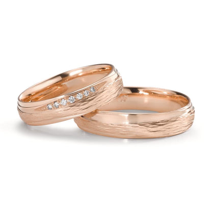 Alliance Or rose 18K Diamant 0.048 ct, 7 Pierres, tw-si