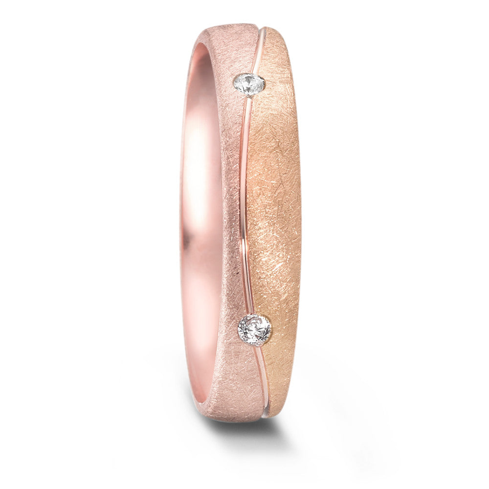 Partnerring 585/14K roségoud, 585/14K rood goud Diamant 0.08 ct, 4 Steen, w-si