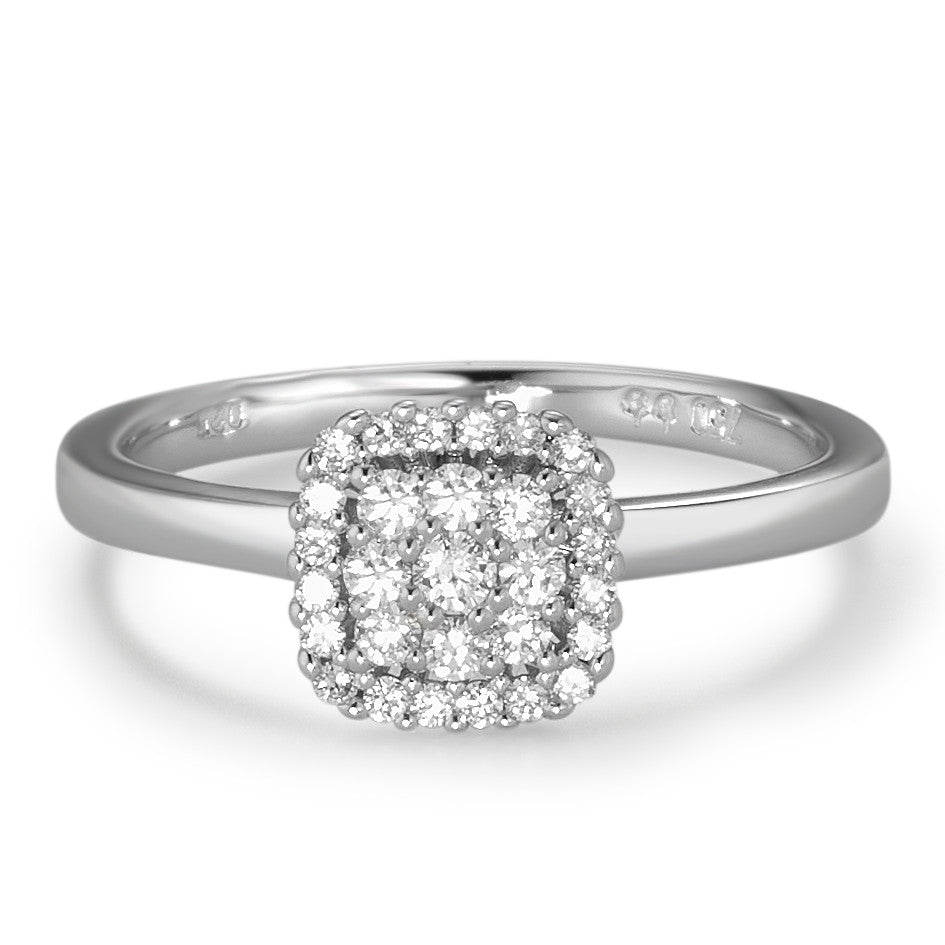Ring 750/18K witgoud Diamant wit, 0.25 ct, 29 Steen, [Brillant], w-si