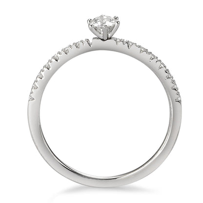 Solitaire ring 750/18K witgoud Diamant wit, 0.25 ct, 17 Steen, [Brillant], w-si