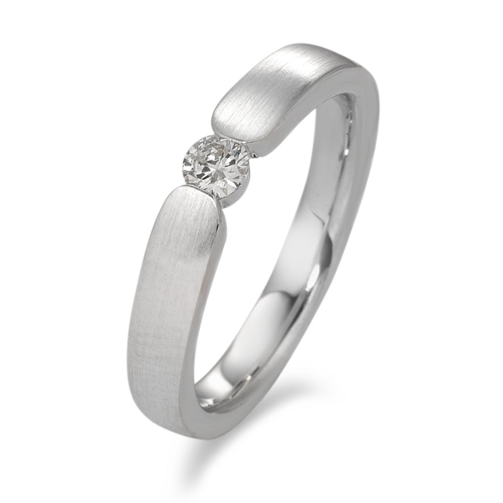 Solitaire ring 750/18K witgoud Diamant wit, 0.15 ct, [Brillant], w-si