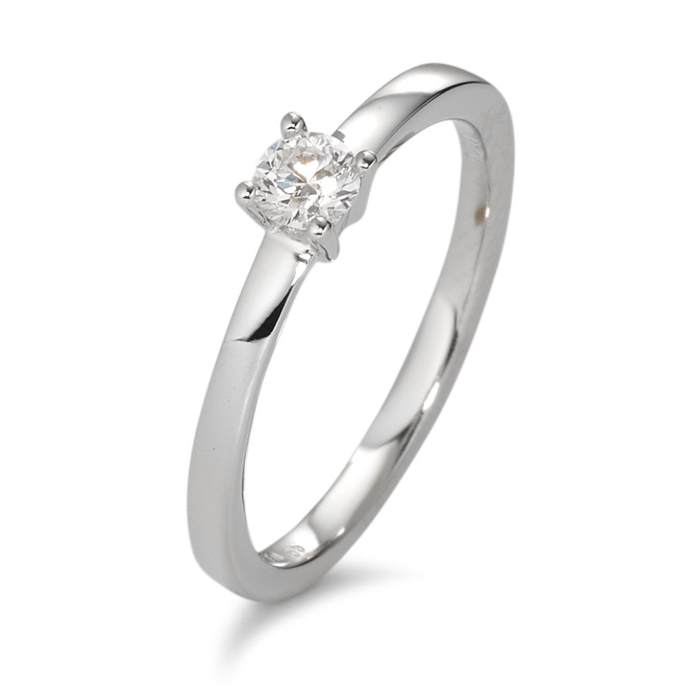 Solitaire ring 750/18K witgoud Diamant wit, 0.20 ct, [Brillant], w-si