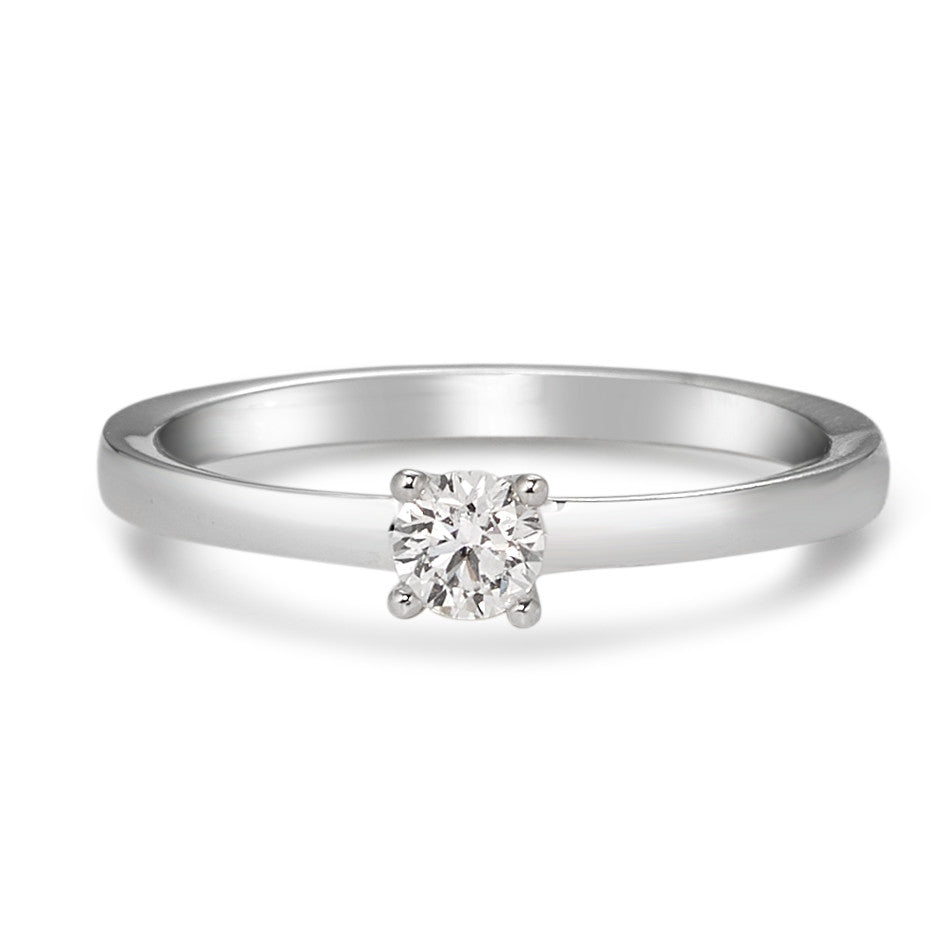 Solitaire ring 750/18K witgoud Diamant wit, 0.20 ct, [Brillant], w-si