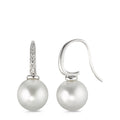 Oorbellen 750/18K witgoud Diamant 0.14 ct, 14 Steen, w-si Tahiti Parel wit, 2 Parels, 10 mm